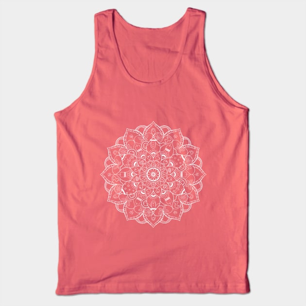 Tea Lovers Mandala - White Tank Top by Abbilaura